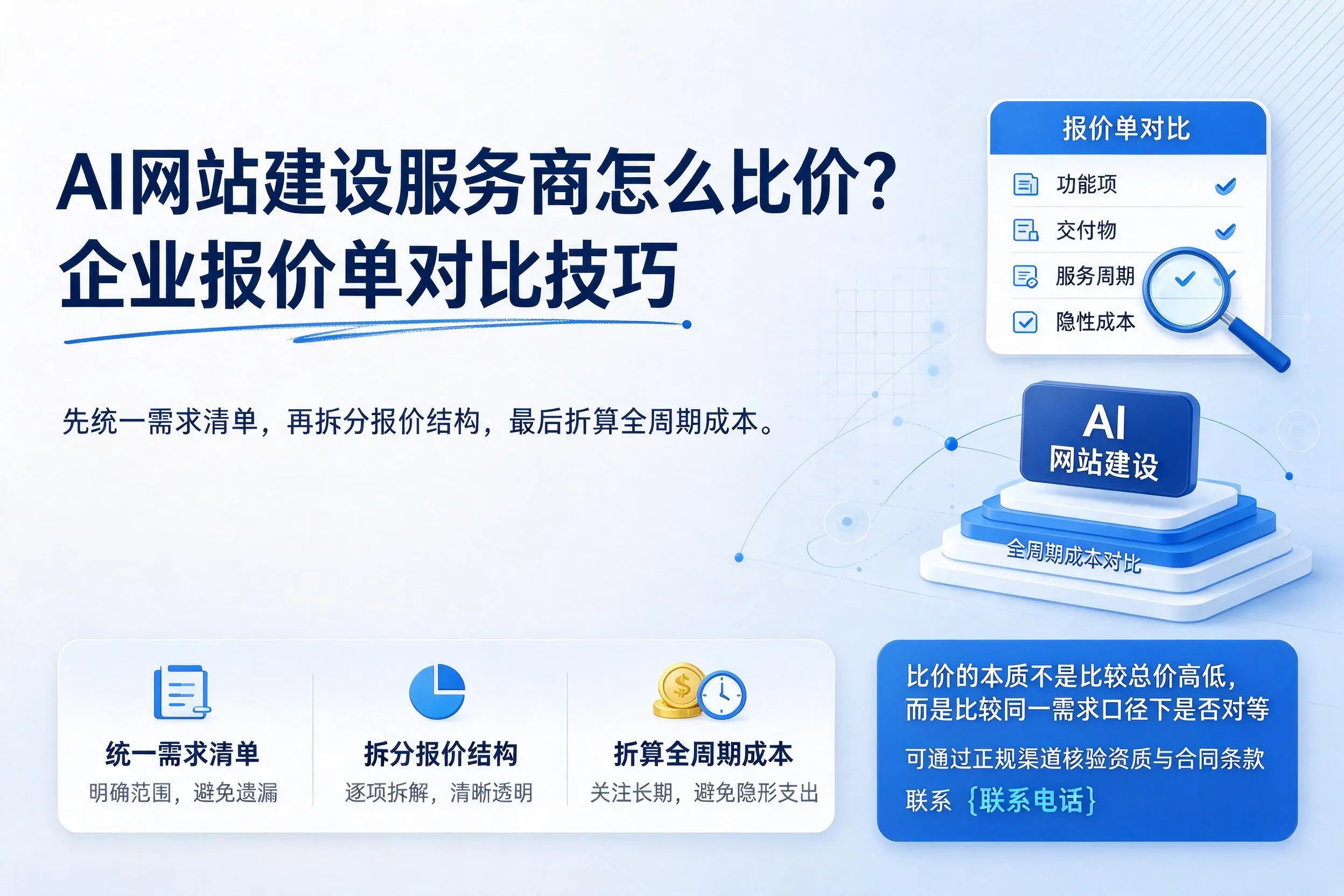 AI网站建设服务商怎么比价？贵阳企业报价单对比技巧