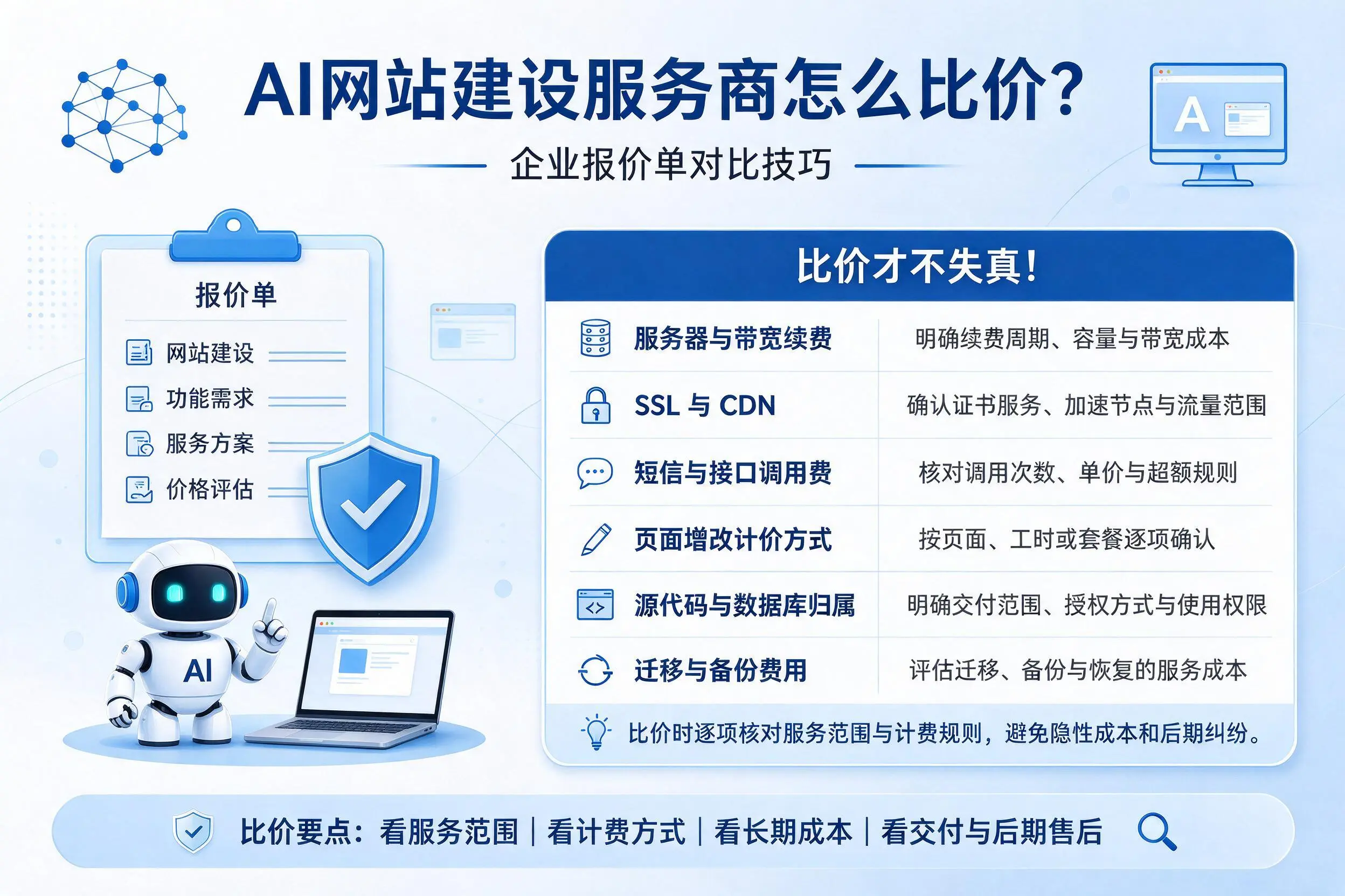 AI网站建设服务商怎么比价？贵阳企业报价单对比技巧