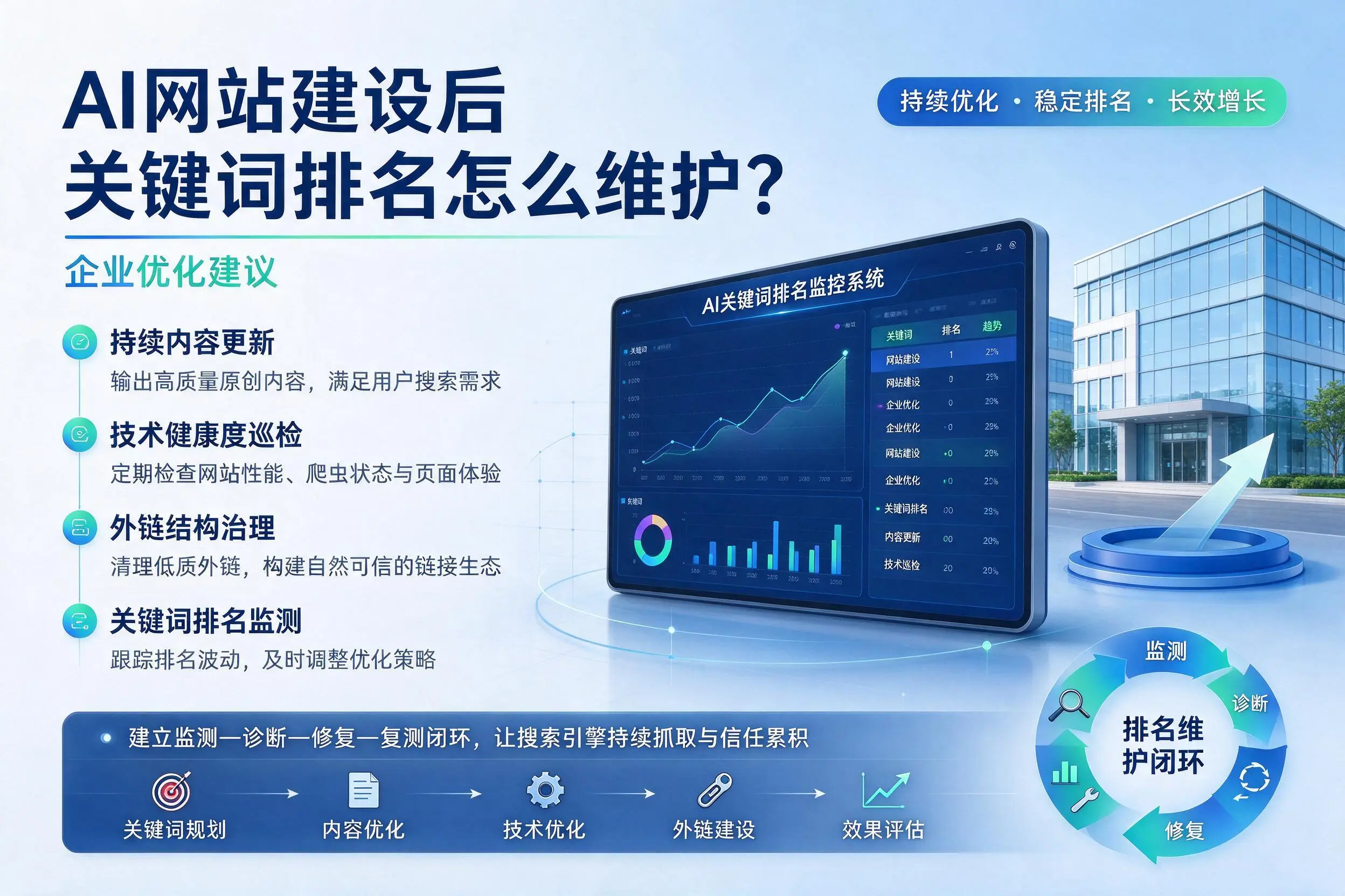 AI网站建设后关键词排名怎么维护？贵阳企业优化建议