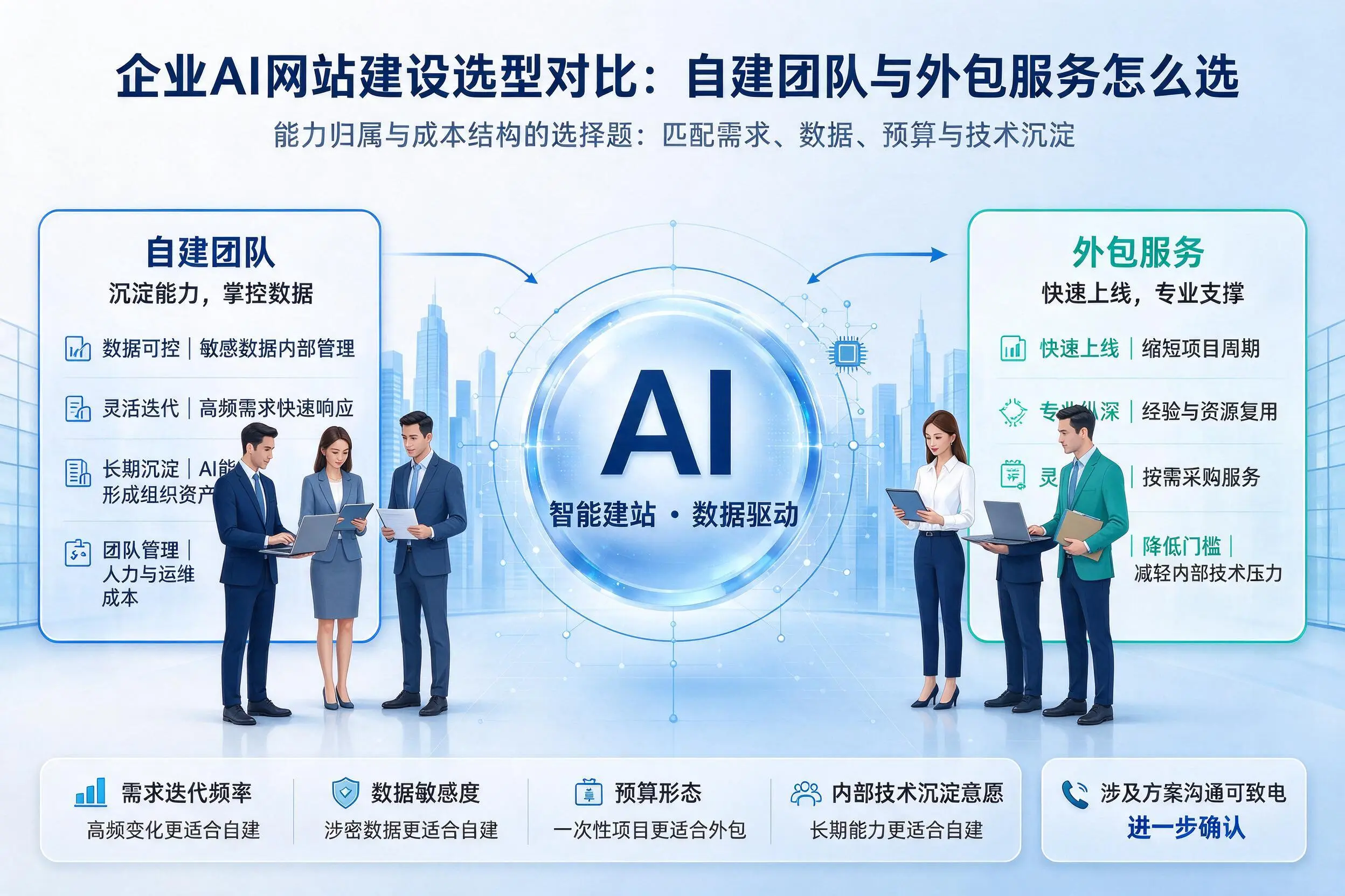 贵阳企业AI网站建设选型对比：自建团队与外包服务怎么选