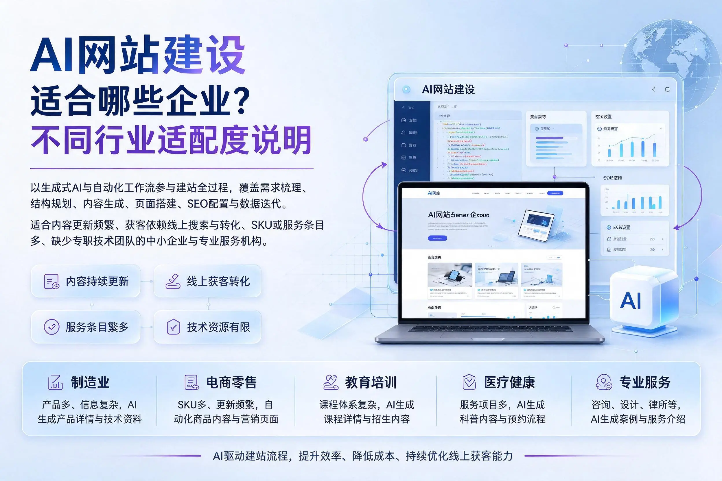 AI网站建设适合哪些企业？贵阳不同行业适配度说明